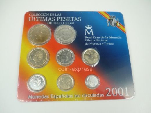 Pesetas Kursmünzensatz Spanien 2001 BU