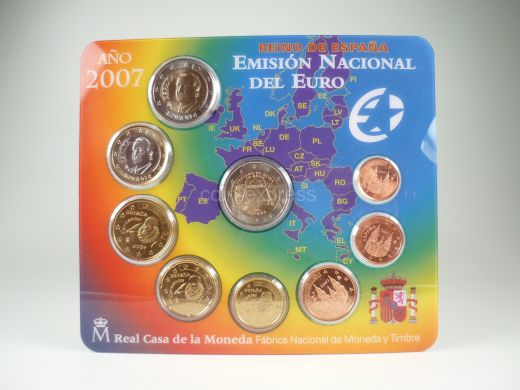 Euro Kursmünzensatz Spanien 2007 BU