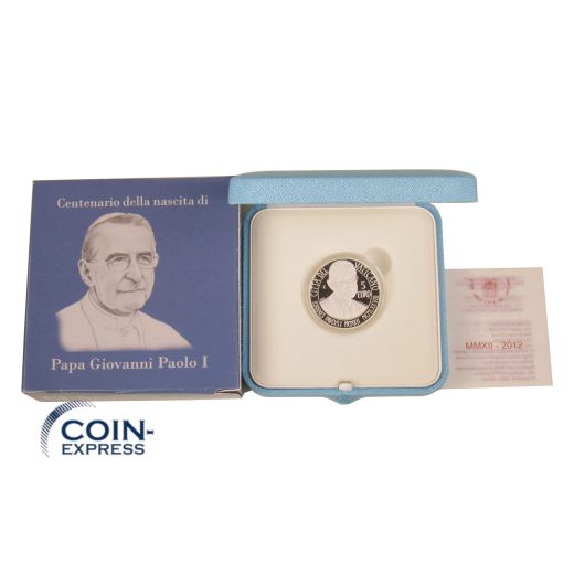 5 Euro Gedenkmünze Vatikan 2012 PP - 100. Geburtstag Johannes Paul I.