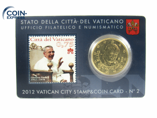 50 Cent Vatikan 2012 Stamp- & Coincard mit Briefmarke