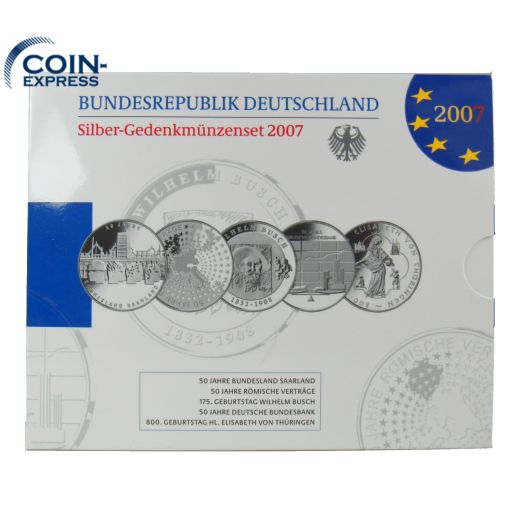 10 Euro Silber Gedenkmünzenset Deutschland 2007 Spiegelglanz