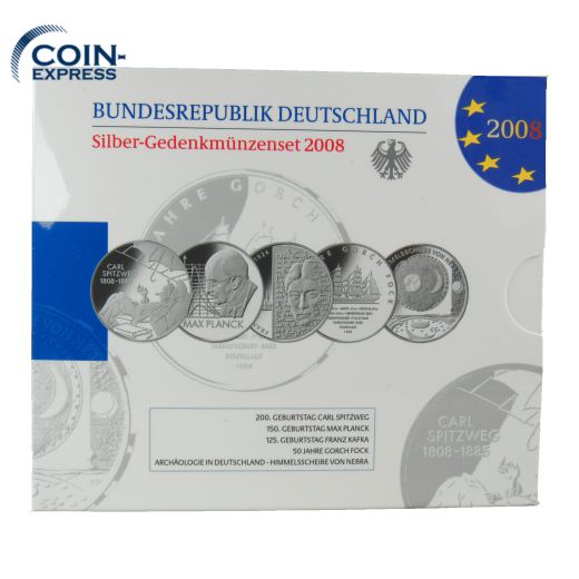 10 Euro Silber Gedenkmünzenset Deutschland 2008 Spiegelglanz