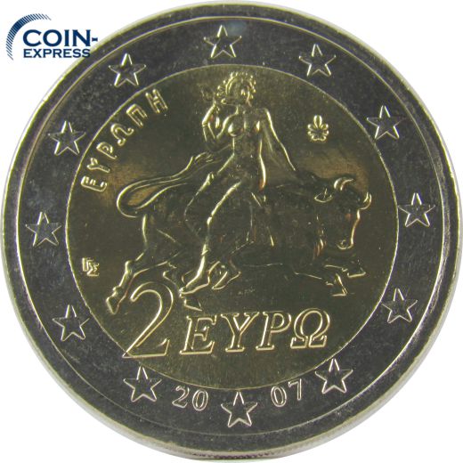 2 Euro Münze Griechenland 2007 Stier