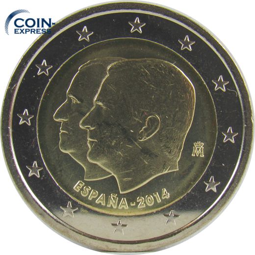 2 Euro Gedenkmünze Spanien 2014 - Doppelportrait Thronwechsel Felipe