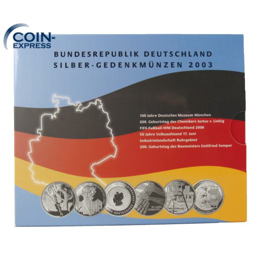 10 Euro Silber Gedenkmünzenset Deutschland 2003 Spiegelglanz