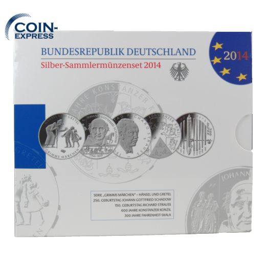 10 Euro Silber Gedenkmünzenset Deutschland 2014 Spiegelglanz