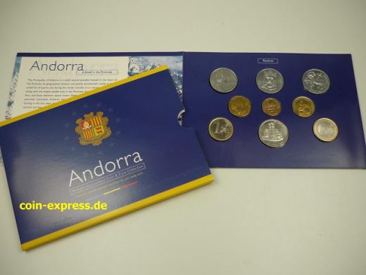 Centim Kursmünzensatz Andorra 2002 mit 2x 1 Euro Münze