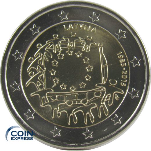 2 Euro Gedenkmünze Lettland 2015 - 30 Jahre Europaflagge