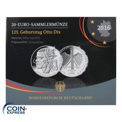 20 Euro Deutschland 2016 Otto Dix - Spiegelglanz