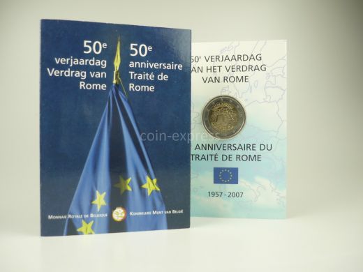 2 Euro Gedenkmünze Belgien 2007 - Römische Verträge - in Folder