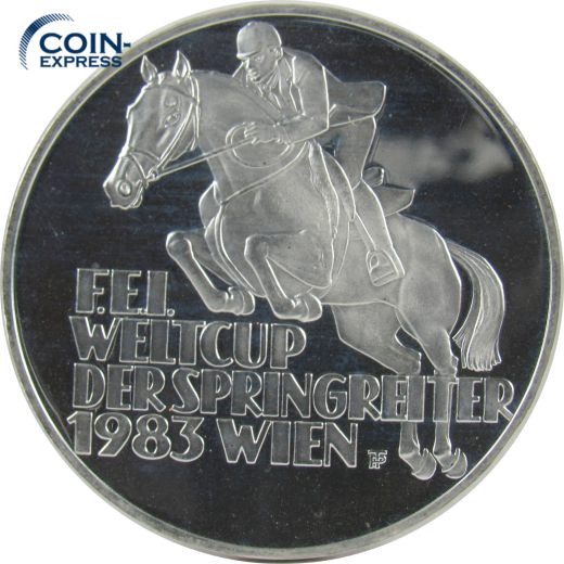 500 Schilling Gedenkmünze Österreich 1983 PP - Weltcup der Springreiter