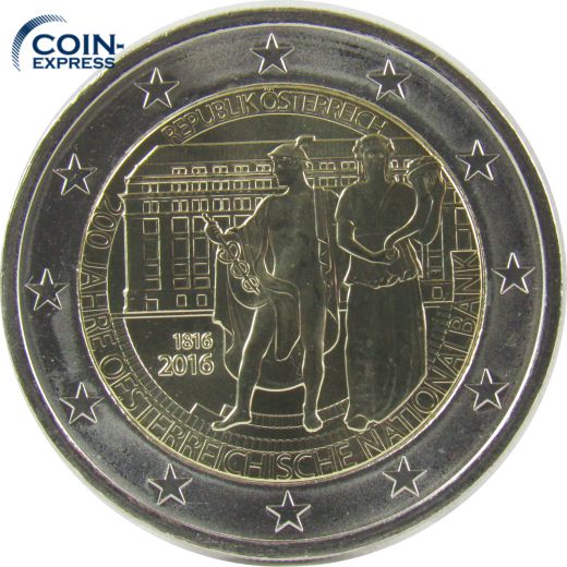 2 Euro Gedenkmünze Österreich 2016 - 200 Jahre Nationalbank