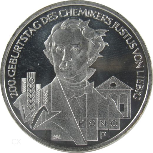 10 Euro Gedenkmünze Deutschland 2003 - 200. Geburtstag des Chemikers Justus von Liebig