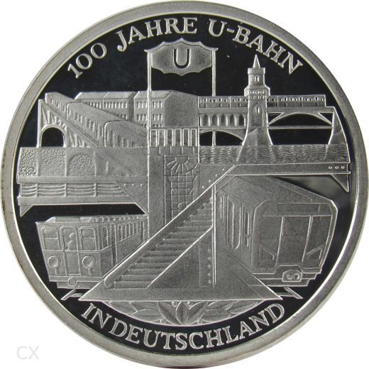 10 Euro Gedenkmünze Deutschland 2002 Spiegelglanz - U-Bahn