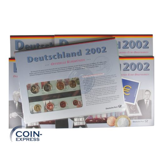 Euro Kursmünzensätze Deutschland 2002 ADFGJ Deutsche Post