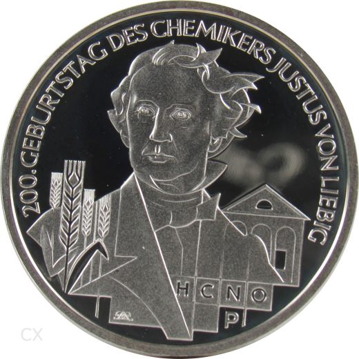 10 Euro Gedenkmünze Deutschland 2003 Spiegelglanz - Justus von Liebig