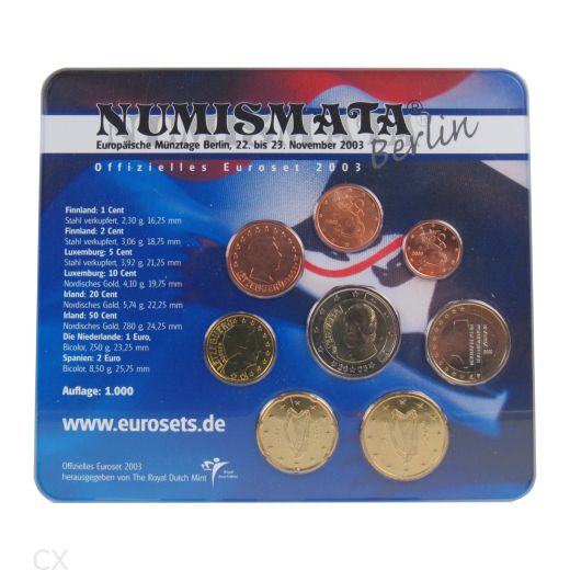 Euro Kursmünzensatz Niederlande zur Numismata Berlin 2003