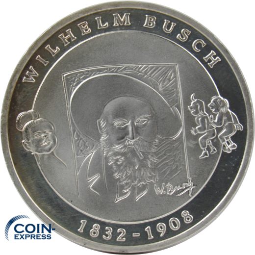 10 Euro Gedenkmünze Deutschland 2007 - Wilhelm Busch