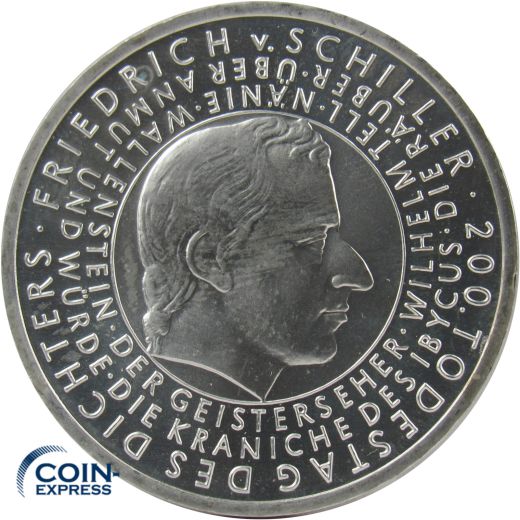 10 Euro Gedenkmünze Deutschland 2005 - Friedrich von Schiller