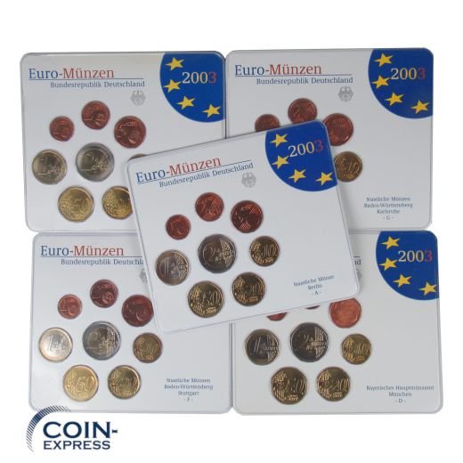 Euro Kursmünzensätze Deutschland 2003 ST ADFGJ