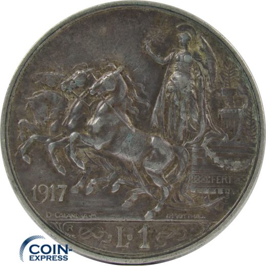 1 Lira Italien 1917 - Quadriga Briosa