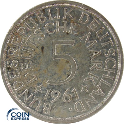 5 DM Münze Deutschland 1961 F - Silberadler