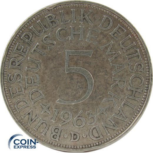 5 DM Münze Deutschland 1963 D - Silberadler