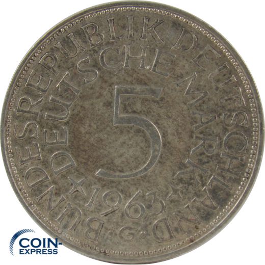 5 DM Münze Deutschland 1963 G - Silberadler