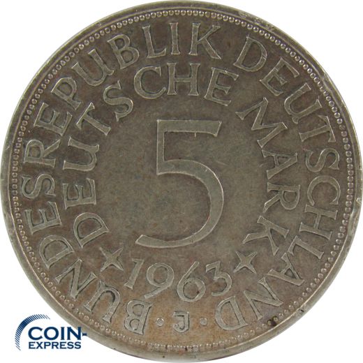 5 DM Münze Deutschland 1963 J - Silberadler