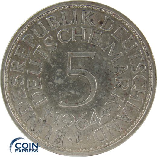 5 DM Münze Deutschland 1964 F - Silberadler