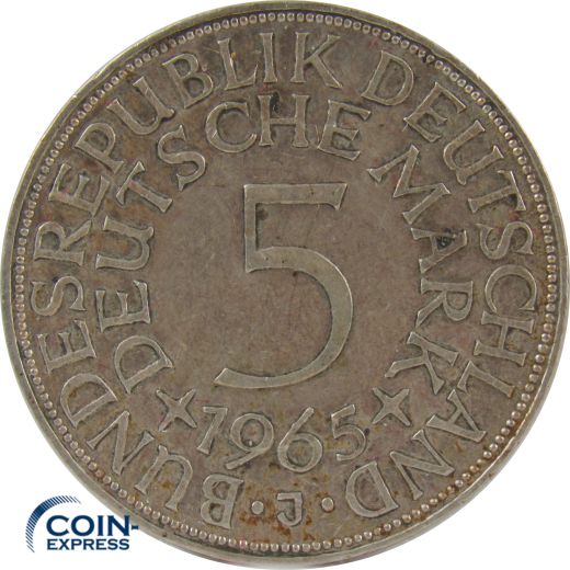 5 DM Münze Deutschland 1965 J - Silberadler