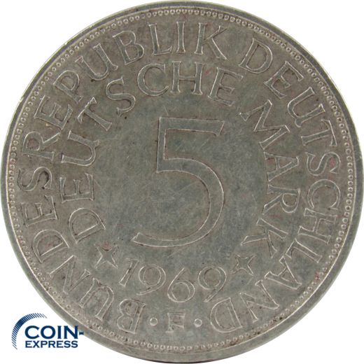 5 DM Münze Deutschland 1969 F - Silberadler