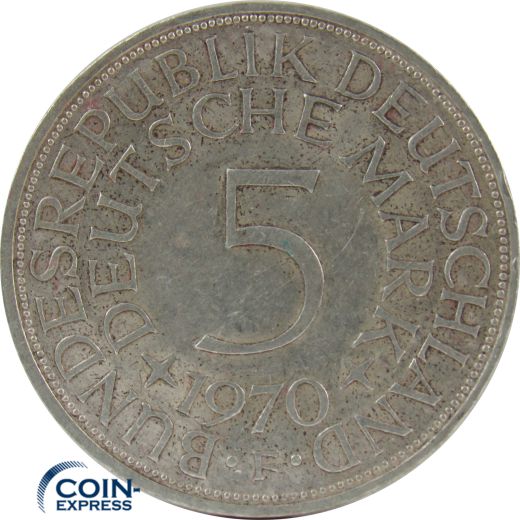 5 DM Münze Deutschland 1970 F - Silberadler