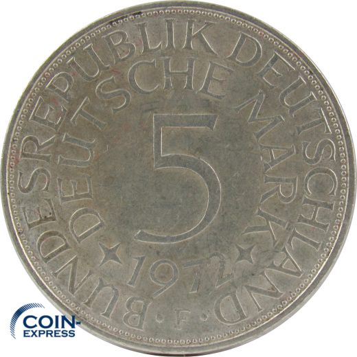 5 DM Münze Deutschland 1972 F - Silberadler