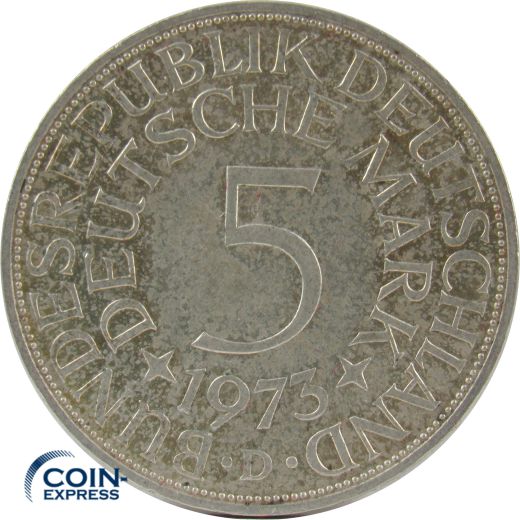 5 DM Münze Deutschland 1973 D - Silberadler