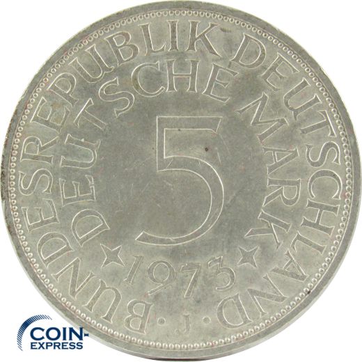 5 DM Münze Deutschland 1973 J - Silberadler