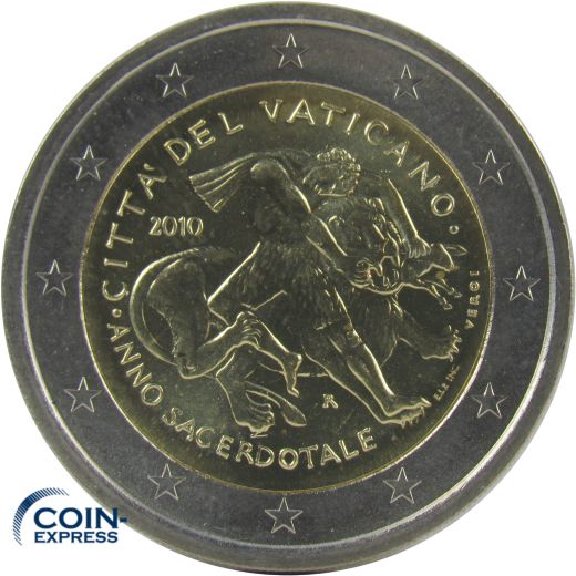 2 Euro Gedenkmünze Vatikan 2010 - Priesterjahr ohne Folder