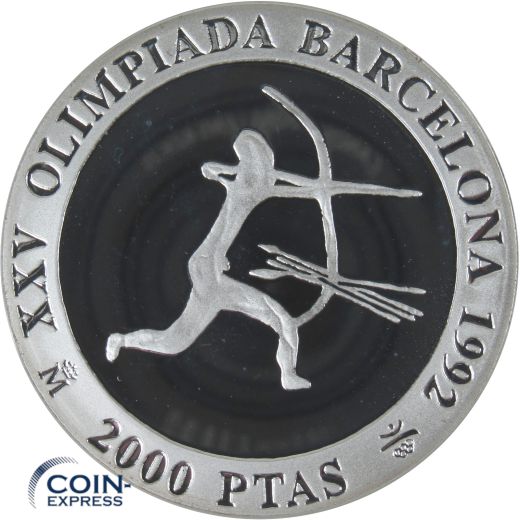 2000 Pesetas Spanien 1990 - Olympia Barcelona 1992 Bogenschütze