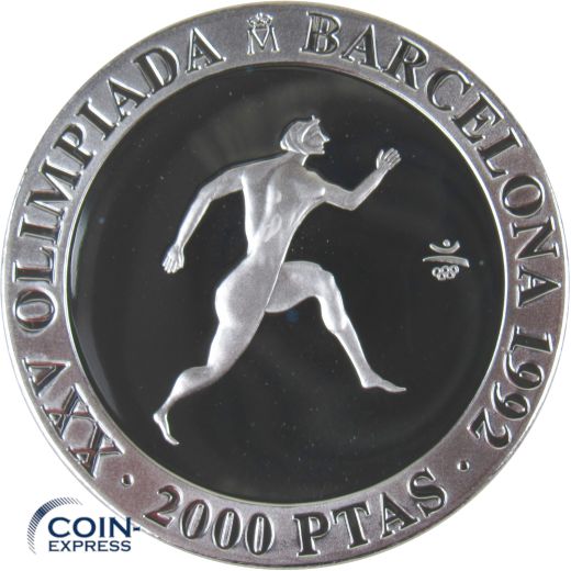 2000 Pesetas Spanien 1990 - Olympia Barcelona 1992 Griechischer Athlet