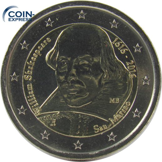 2 Euro Gedenkmünze San Marino 2016 William Shakespeare