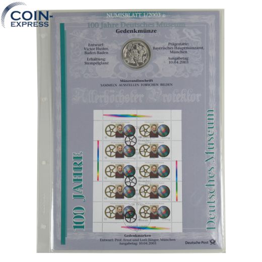 Numisblatt 1/2003 10 Euro Deutschland 2003 - 100 Jahre Deutsches Museum München