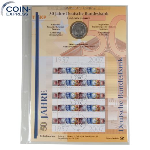 Numisblatt 4/2007 10 Euro Deutschland 2007 - 50 Jahre Deutsche Bundesbank