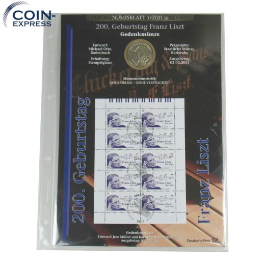 Numisblatt 1/2011 10 Euro Deutschland 2011 - Franz Liszt