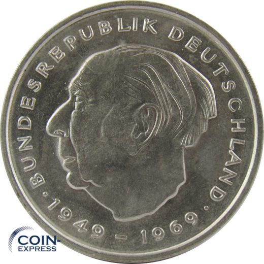 2 DM Münze Deutschland 1971 G - Theodor Heuss