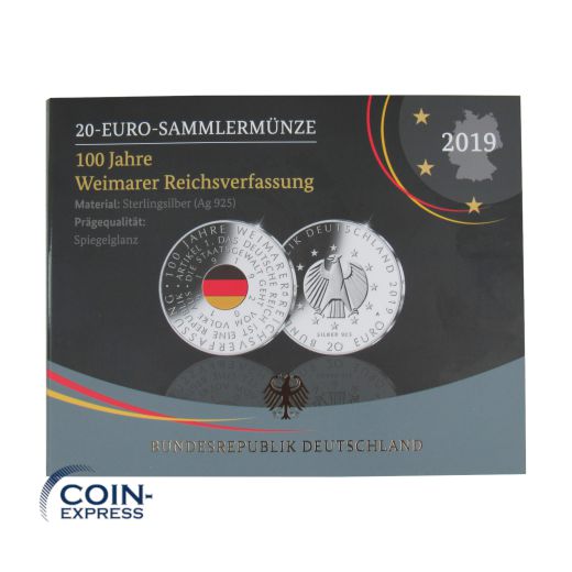 20 Euro Deutschland 2019 Weimarer Reichsverfassung - Spiegelglanz