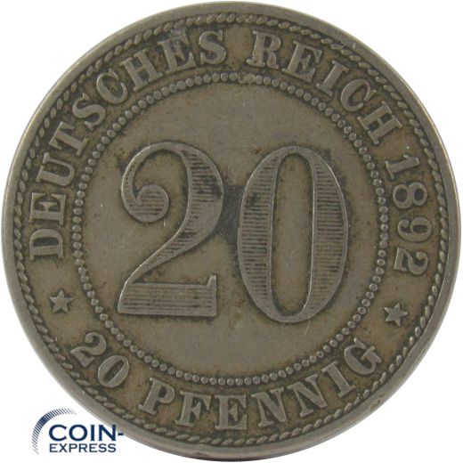 20 Pfennig 1892 A Deutsches Kaiserreich