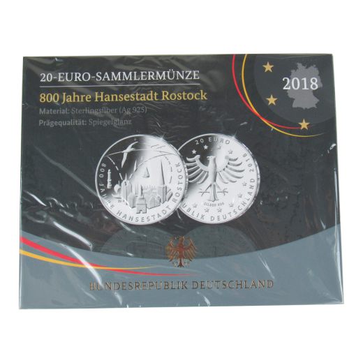 20 Euro Deutschland 2018 800 Jahre Rostock - Spiegelglanz