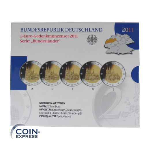 2 Euro Gedenkmünzenset Deutschland 2011 PP - Kölner Dom