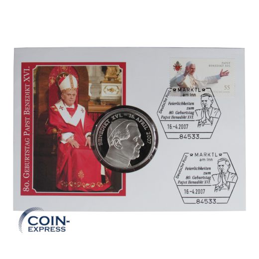 Numisbrief 2007 80. Geburtstag Papst Benedikt XVI.