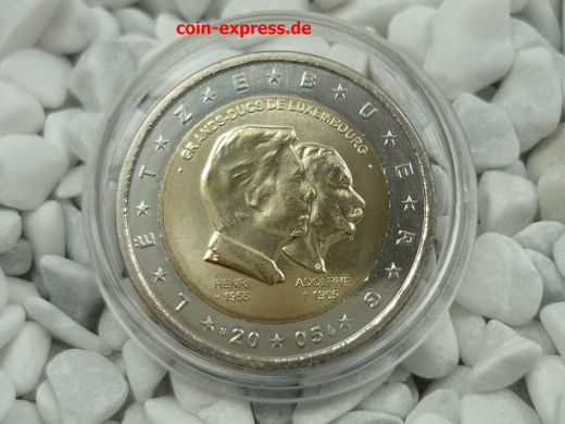 2 Euro Gedenkmünze Luxemburg 2005 - Großherzog Henri + Großherzog Adolphe